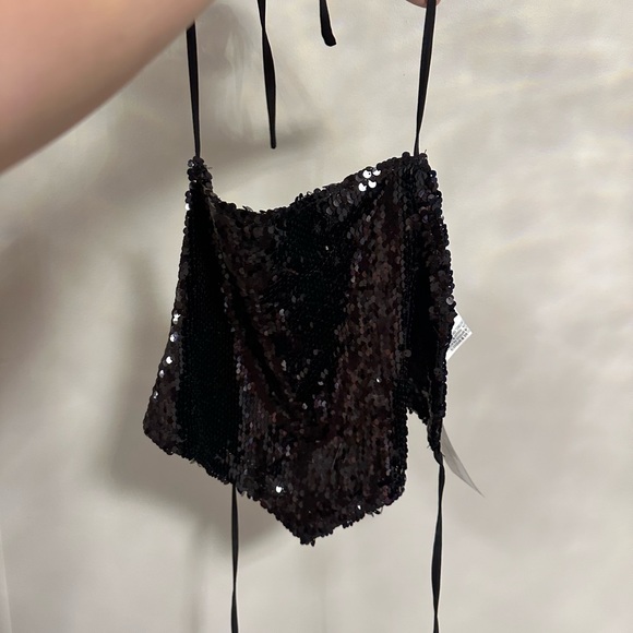 Forever 21 Black Sequin Double Tie Halter Top - Picture 5 of 5